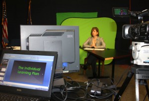 Kentucky Department of Education program consultant Sharon Johnston films a video about individual learning plans. Student ILPs are an important part of the advising toolkit. Photo by Susan Riddell, Aug. 26, 2011 Kentucky Department of Education program consultant Sharon Johnston films a video about individual learning plans. ILPs are an important part of the advising toolkit. Photo by Susan Riddell, Aug. 26, 2011