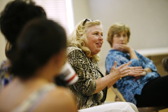 Graves County High School drama teacher Laverne Waldrop shares ways to get students to think about emphasis in text during the Shakespeare Set Free Institute presented by the Actors Theatre of Louisville, The English Speaking Union/Kentucky Branch and the Folger Shakespeare Library. Photo by Amy Wallot, June 18, 2012