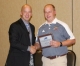 KAHPERD President Jamie Sparks congratulates Andrew Case, who was named the KAHPERD College P.E. Student of the Year. Submitted photo by Jess Lawrence of Carin Guidance