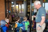 Kenny Kelley holds the school door while the preschool students file into Highland Elementary. Photo by Lora Wimsatt, Daviess County schools
