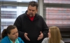 Robert D. Campbell Junior High Teacher John Chaney talks to 7th-graders Bre'Auna Beatty, left, and Megan Estes about their their project proposal. Photo by Bobby Ellis, March 23, 2016