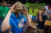 Erika Walters uses a virtual reality headset during the STLP finals in Lexington. Photo by Bobby Ellis, April 22, 2016