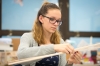 Janie Pierce measures pieces of balsa wood for her project. Pierce’s younger sister Annie will join the academy’s second class this summer. Photo by Bobby Ellis, April 7, 2016