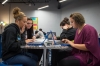 Adair County High School students Kaitlyn Harvey, left, and Kendra Kulac work on Odysseyware assignments in the Vitural Learning Academy. The academy replaces a classroom previously used for online learning that could seat only 25 to 30 students. Photo by Bobby Ellis, Sept. 26, 2016