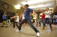 Twenhofel Middle School (Kenton County) 8th-grade student Jon Webster leads a group of students as they practice a dance to Shakira's