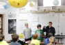 Seventh-grade students Kelby Epley, Jacob Page and Sean Simpson present the animal they created during Robert Belwood\'s science class at Auburn Elementary School (Logan County).