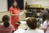 Bell County High School teacher Christie Willis discusses The Crucible with her 11th-grade language arts class. She was giving them Advance Placement level work toward the end of the year. 