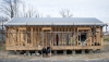 Casey County High School students work on the tiny house as part of Garlen Whitis' Fundamentals of Construction class. Business teacher Tara Weddle is buying the house and will move it to her family's farm. Photo by Bobby Ellis, Feb. 3, 2017