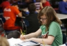 Fifth-grade student Kylie Jones multiplies fractions in April Galloway's Central Elementary School (Marshall County).Photo by Amy Wallot, April 21, 2015