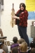 Art teacher Rachel Losch talks about the shape of a lap dulcimer to her class before they worked on a collage inspired by Pablo Picasso\'s \"Three Musicians\" at Dixie Elementary Magnet School (Fayette County) Jan. 6, 2011. Photo by Amy Wallot