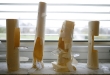 Students' hand-made microscopes line a window ledge in Rebecca Logan's 5th-grade STEM class at Elkhorn Elementary School (Franklin County). Photo by Amy Wallot, Nov. 9, 2011