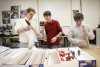 Teacher Mark Harrell, left, helps freshman Thomas Stone, center, and Chris Talley choose pieces for their rockets during Introduction to Engineering Design at the Franklin County Career and Technical Center Dec. 1, 2010. Photo by Amy Wallot