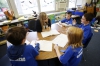 Second-grade teacher Jerri Payne covers nouns and synonyms with a small group at Johnson Elementary School (Ft. Thomas Independent).Photo by Amy Wallot, Oct. 21, 2014