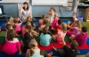 Kara Northern, a 1st-grade teacher at Jody Richards Elementary School (Warren County), asks her students to "kiss their brains" after they answer a question in class. Photo by Bobby Ellis, Oct. 17, 2016