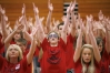 Eighth-grade student Clayton Meade, center,  leads the student body in a choreographed dance to “I Gotta Feeling” by the Black Eyed Peas during the Boyd County Middle School Schools to Watch ceremony. Photo by Amy Wallot, March 30, 2010