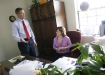 Rockcastle County superintendent Larry Hammond, speaks with director of pupil personnel Rebecca Isaacs at the district office May 12, 2011. Photo by Amy Wallot