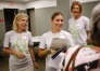 Fort Thomas math teacher Jill Terlau, center, and Northern Kentucky University assistant professor Lisa Holden and Aimee Krug talk with teachers after the Math Teachers' Circle at Northern Kentucky University.Photo by Amy Wallot, July 20, 2015