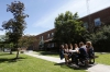 AP English teacher Tammi Starrett has has lunch with a group of juniors at McCreary Central High School (McCreary County). Teachers take turns using the courtyard area of the school. Photo by Amy Wallot, May 20, 2015