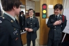 Freshmen Landon Kimmel, David Waterbury and Isaiah  Vandiver prepare for a uniform inspection at McLean County High School. Cadets in the JROTC program undergo a uniform inspection once a week. Photo by Amy Wallot, March 12, 2013