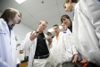 STEM Academy senior Jacob Latham, second from left, talks about his project measuring the magnetic fields of Jupiter with his classmates at Muhlenberg County High School. Photo by Amy Wallot, Jan. 6, 2012