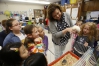 Kentucky Teacher of the Year Holly Bloodworth holds Hedgie, the class pet hedgehog, during class at Murray Elementary School (Murray Ind.). Photo by Amy Wallot, Oct. 28, 2013
