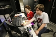 Senior Grae Greer and sophomore Keith Woosley work on lighting cues for an upcoming production during Theater Art and Technical Theater class at Owensboro High School (Owensboro Ind.). Photo by Amy Wallot, Oct. 19, 2011