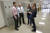 Boyle County Superintendent Mike LaFavers and Assistant Superintendent David Young talked to 7th-grade students Gracyn King and Bailey Ellis. Photo by Amy Wallot, March 25, 2014