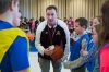 Jeremy Howell, a former teacher at Poage Elementary School (Ashland Independent) reviews the rules of noonball with students before tipoff of the first game of the season. Howell coordinated the noonball league for several years before moving to another school in the district this year. Photo by Bobby Ellis, Nov. 29, 2016