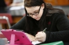 Senior Kendra Engle researches earthquakes. Photo by Amy Wallot, April 9, 2015