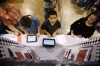 Aaron Houston, Caleb Cornwell, Luis Aguilar and Taylor Balkey, all students at Symsonia Elementary School (Graves County), set up their project display. Photo by Amy Wallot, March 26, 2015​