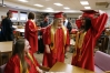 Hannah Feather, Erin Cox and Samantha Floyd wait for graduation to begin at Taylor County High School. All three of them have college plans, including St. Catharine College and Campbellsville University. Photo by Amy Wallot, May 22, 2013