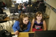 Third-grade students Natalie Fox and Brianna Caldwell work on a PowerPoint about the Alamo at Waco Elementary School (Madison County). The students routinely use technology in class. Photo by Amy Wallot, April 2011
