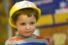Wyatt Roby wears the mathematician hat while solving a problem.  Photo by Amy Wallot, Feb. 5, 2015