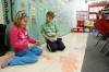 Second-grade students Eli Langhan and Maya Smith match 3-digit numbers with their corresponding flash cards at Woodlawn Elementary School (Boyle County).Photo by Amy Wallot, Dec. 2, 2014