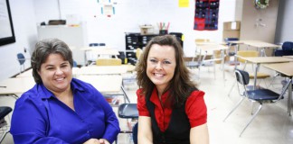 Special education teacher Stephanie Karl and mathematics teacher Sara Matthews co-teach at Caverna High School (Caverna Independent).