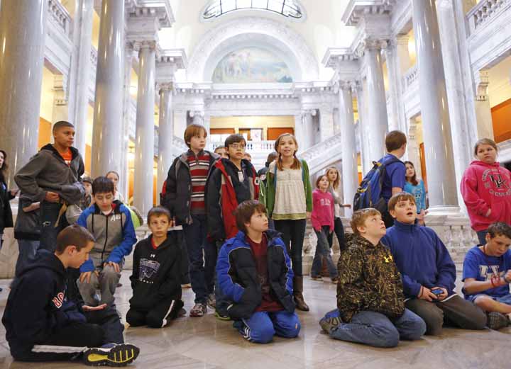 Students from Warner Elementary School (Jessamine County) tour the Capitol in Frankfort. Photo by Amy Wallot, March 7, 2013