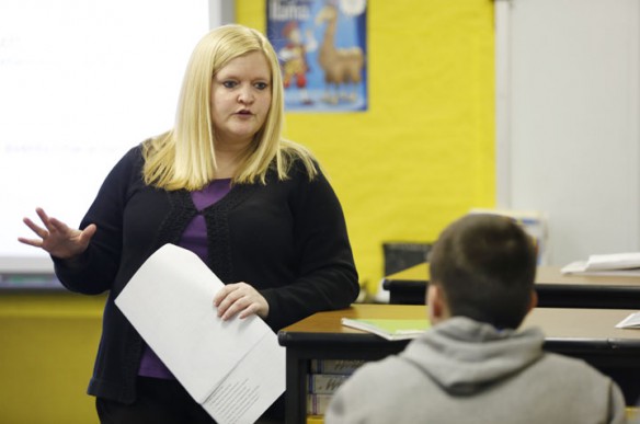 Central Academy (Henderson County) teacher Jo Morris says taking part in the Professional Growth and Effectiveness System field test has helped her ensure her students’ needs are met throughout the year and made her a better teacher. Photo by Amy Wallot, March 12, 2013