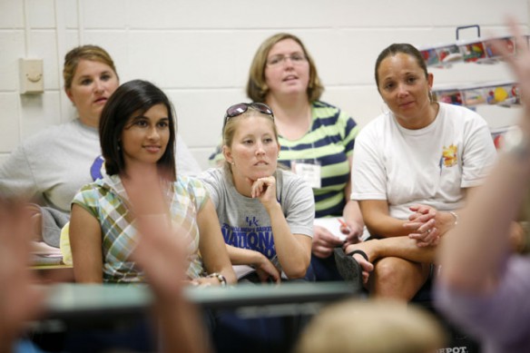 Participants watch a demonstration during the Next Generation Arts Academy at Model Laboratory Elementary School (Madison County). Professional learning in Kentucky is individualized, relevant and effective and tied to improving college and career readiness. Photo by Amy Wallot, June 19, 2012