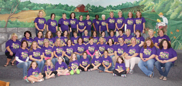 The staff and students at Ballard County Elementary School this year had to figure out how to honor a beloved kindergarten teacher, Mrs. O’Shea Haymes, who died last summer. One way they chose to honor her was through a t-shirt sale, which will help fund a scholarship in her name. Photo submitted by Angie Woods