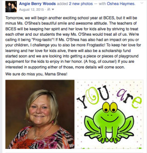 Staff and students at Ballard County Elementary School used social media to share their thoughts and memories about Mrs. O’Shea Haymes, a longtime teacher who died suddenly last summer.