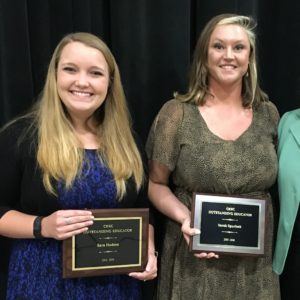 Leestown Middle teachers Sara Hudson, left, and Sarah Spurlock were recognized by the Central Kentucky Educational Cooperative for their strong teamwork. Photo submitted
