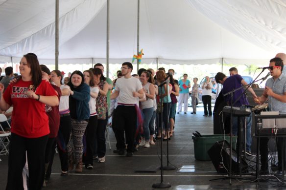 Students from Barren, Caverna, Cumberland, Edmonson, Hart, Metcalfe and Monroe counties dance at Festival Cultural Hispano in Glasgow. Submitted photo courtesy of Glasgow Daily Times, April 20, 2016