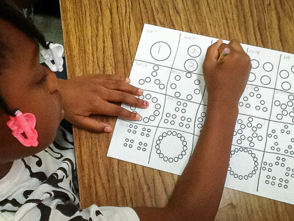 Kristen Oetken’s 2nd-graders work on ways to see numbers and how they see the structure. Some students are also visualize groupings in the visual representation of the number. Submitted photo by Erin Chavez