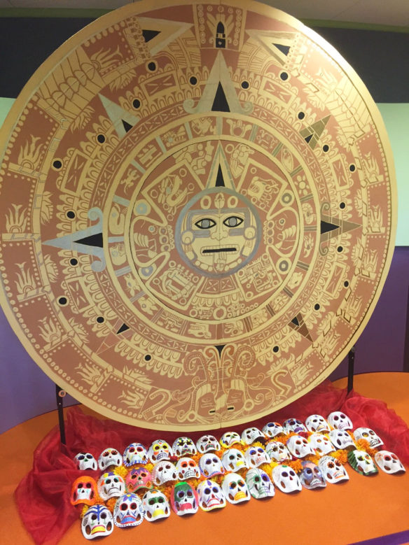 Model Laboratory High School's Spanish Honors Society was asked this year to create an original altar for the Smithsonian Institution's National Museum of the American Indian as part of the museum’s Dia de los Muertos activities. The centerpiece of the display was this Aztec solar calendar. Submitted photo by Ernest McClees