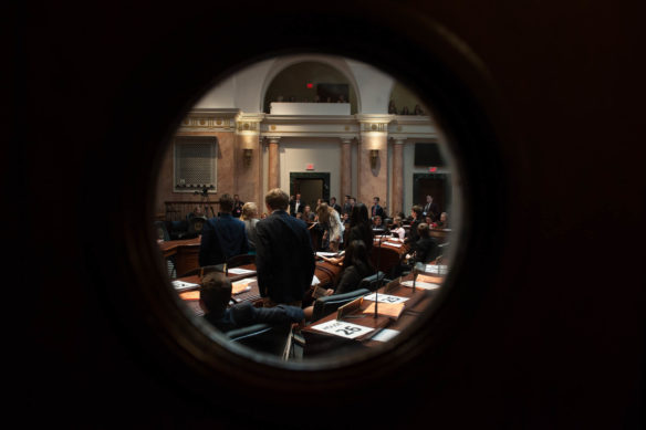 Kentucky Youth Assembly members enter the House chamber at the Catpitol during the 2016 Kentucky Youth Assembly General Assembly. Photo by Bobby Ellis, Nov. 21, 2016