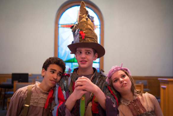 J.T. Snow, left, Luke Dailey and Abby Cunningham practice a musical number from Mozart's opera "Bastien und Bastienne" during a rehearsal at Beaumont Presbyterian Church.<br srcset=