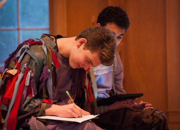 Luke Dailey takes notes during a rehearsal for one-act opera put on by SCAPA at Beaumont Presbyterian Church.<br srcset=