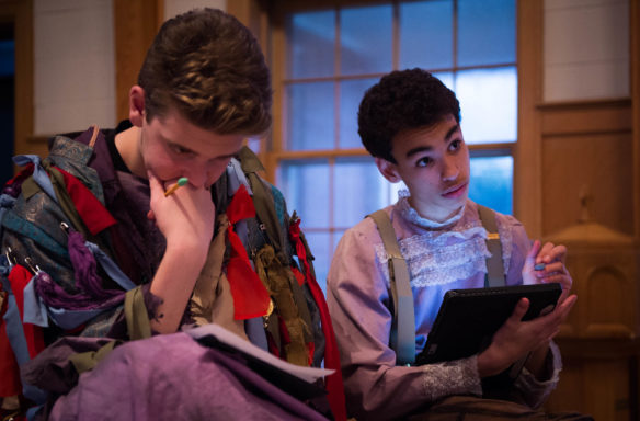 Luke Bailey and J.T. Snow take notes during rehearsal of "Bastien and Bastienne."<br srcset=