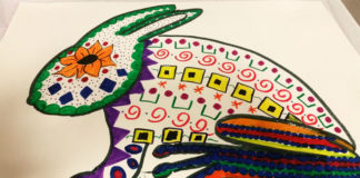 “El Sapejo” is a drawing completed by elementary Spanish teacher Kari Jesse at the Arts Integration Academy she attended in July 2016. The painting was inspired by “Alebrijes,” which are brightly colored folk art sculptures of fantastical creatures from Mexico. Submitted photo by Kari Jesse