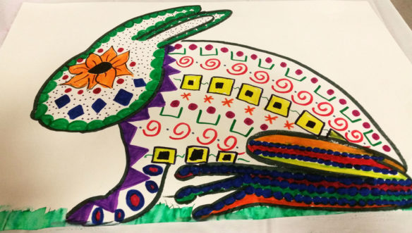 “El Sapejo” is a drawing completed by elementary Spanish teacher Kari Jesse at the Arts Integration Academy she attended in July 2016. The painting was inspired by “Alebrijes,” which are brightly colored folk art sculptures of fantastical creatures from Mexico. Submitted photo by Kari Jesse